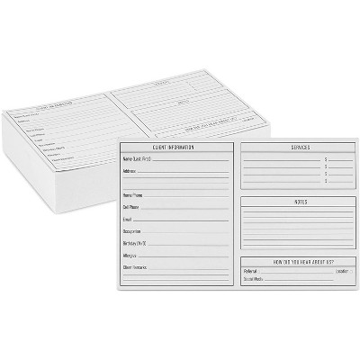 Okuna Outpost 100 Pack Client Profile Cards for Salons (8 x 5 In, White)