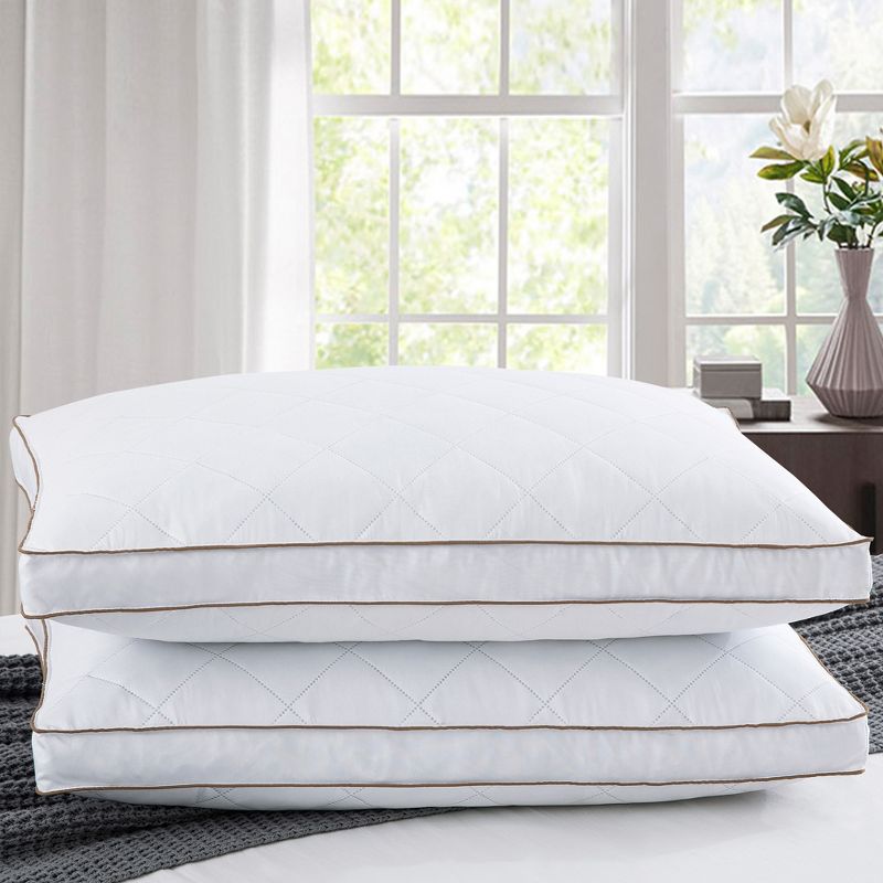 Peace Nest Quilted Feather Down Bed Pillow Set of 2, 1 of 7