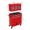 8-Drawer 2 in 1 Heavy Duty Metal Tool Chest with Wheels, Rolling Tool Cabinet with Adjustable Shelf & Tool Hooks for Garage,Workshop, Red - 3 of 4