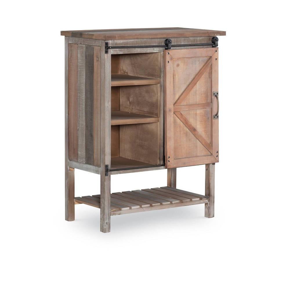Embry Sliding Door Accent Cabinet Charcoal/Brown - Powell Company