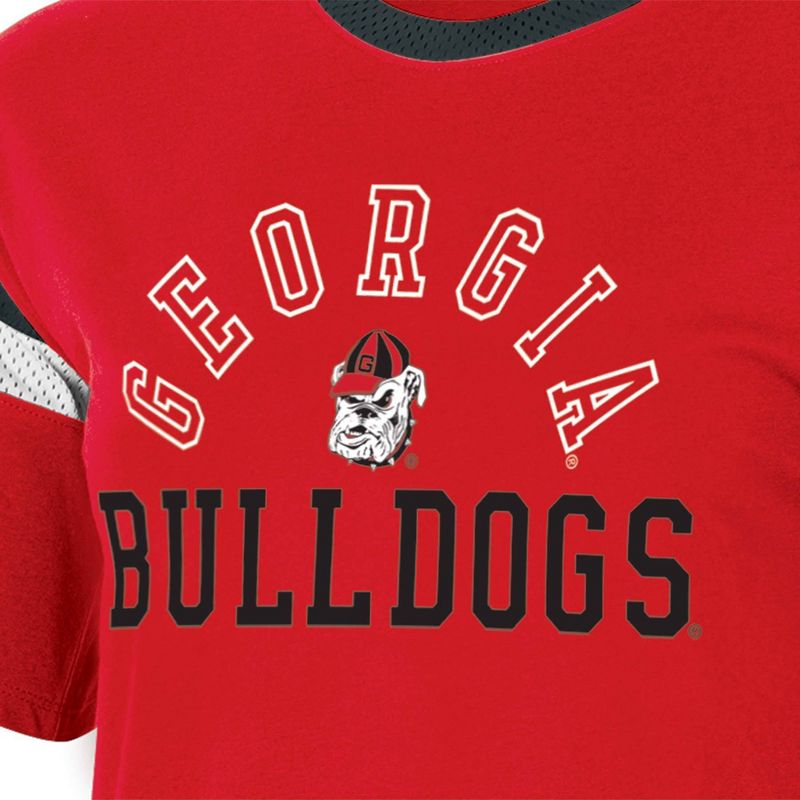 NCAA Georgia Bulldogs Women&#39;s Short Sleeve Stripe T-Shirt, 3 of 4