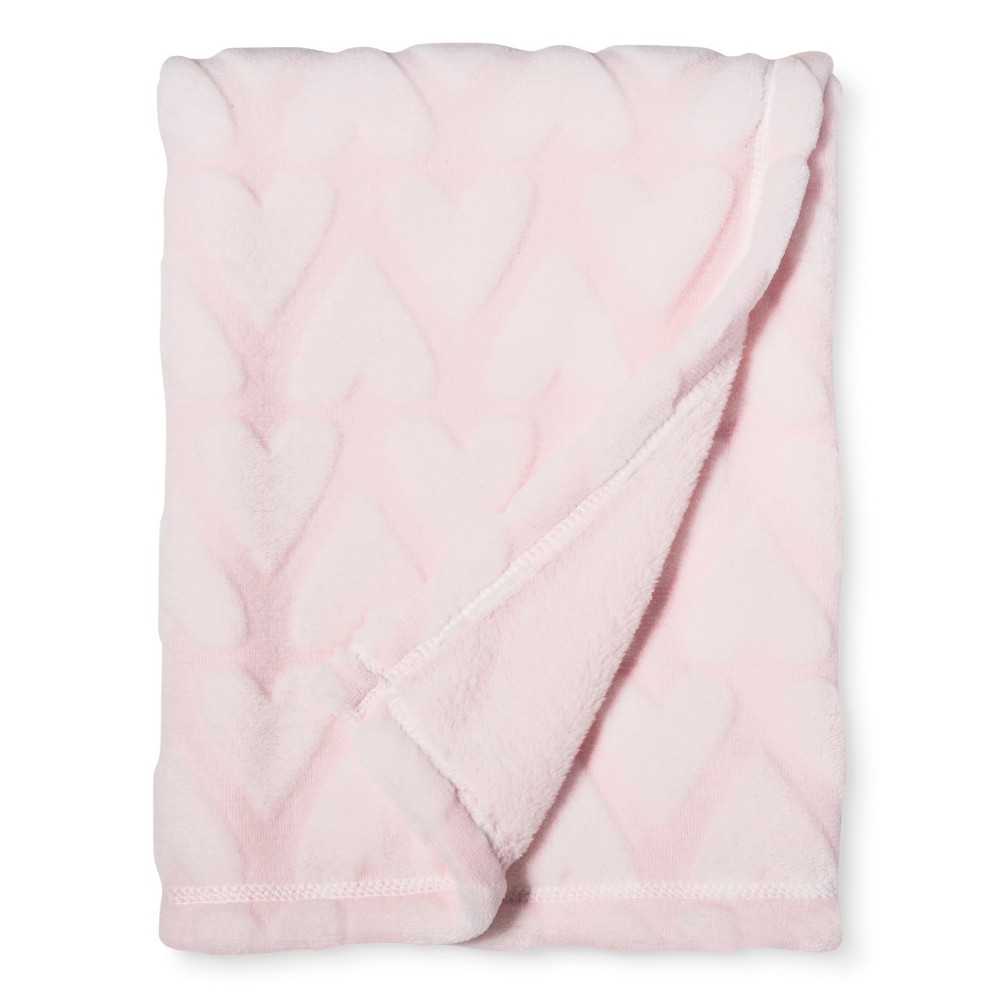 Plush Embossed Baby Blanket Hearts - Cloud Island - Pink