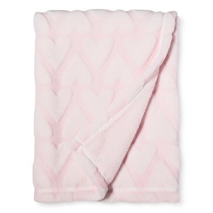 Plush Embossed Baby Blanket Hearts - Cloud Island Pink