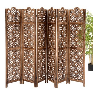 6-Panel Rustic Wood Room Divider - 67" Farmhouse Privacy Screen, for Christmas Home Decor, for Home Office, Bedroom, Garden & Terrace - 1 of 4