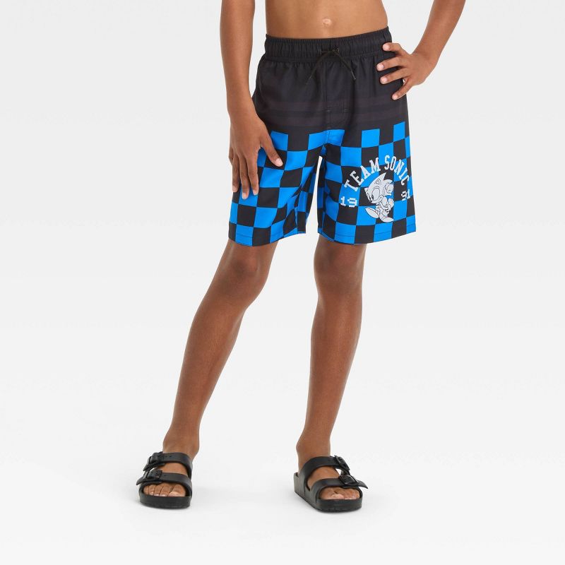 Boys&#39; Sonic the Hedgehog Swim Shorts - Blue/Black, 1 of 4