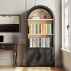 66" Tall Arched Bookcase with Storage Cabinet,3-Tier Mid-Century Modern Bookshelf, Bookcase With Natural Wood Shelves, Small Space Organizer-Baofuwish - 2 of 4