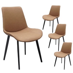 DSVIMOY Accent Chair Modern Upholstered Chair Set of 4 with Metal Legs for Kitchen and Dining Areas, Light Brown, 29"*22"*18" - 1 of 4