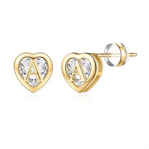 Turandoss Heart Stud Earrings for Girls Women, S925 Sterling Silver Studs Hypoallergenic Earrings - 1 of 4