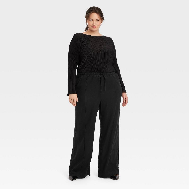 Women's High-Rise Wide Leg Linen Pull-On Pants - A New Day™, 4 of 11