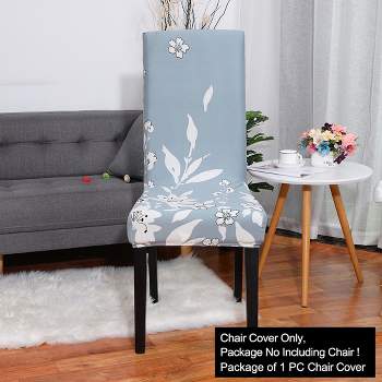 PiccoCasa Polyester Spandex Botanical Print Dining Chair Slipcovers Light Steel Blue 1 Pc