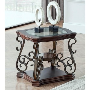 ORRD 52" Cocktail Table - Glass Top & Marble-Paper MDF Shelf, Powder-Coated Metal Legs (32"Wx20.3"H) - 1 of 4