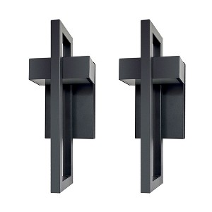 DAKAFUL Modern Cross-Shaped Outdoor Wall Light,with 5 Color Temperatures, Waterproof Exterior Wall Sconce for Porch/Garden/Entryway(2-PACK) - 1 of 4