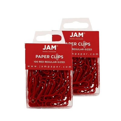 JAM Paper Colored Standard Paper Clips Small 1 Inch Red Paperclips 2185200A