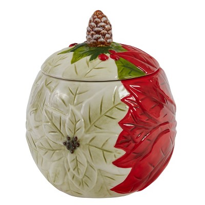 Park Designs Poinsettia Pine Cookie Jar
