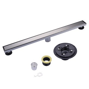 WOWOW 32 in. Linear Shower Drain in Brushed Nickel with Removable Cover Grate - 1 of 4