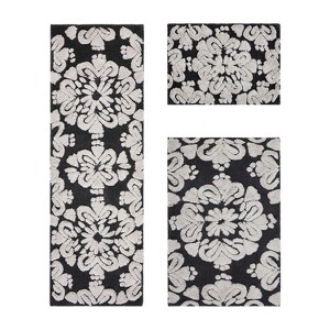 Medallion Collection 3 Piece 100% Cotton Tufted Bathroom Rug Set  with Non-Slip Backing, Machine Washable, Tumble Dry Bath Mat - 1 of 4