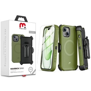 MyBat Pro Maverick Series MagSafe Case w/ Holster and Tempered Glass for Apple iPhone 15 Plus (6.7) - Army Green - 1 of 4