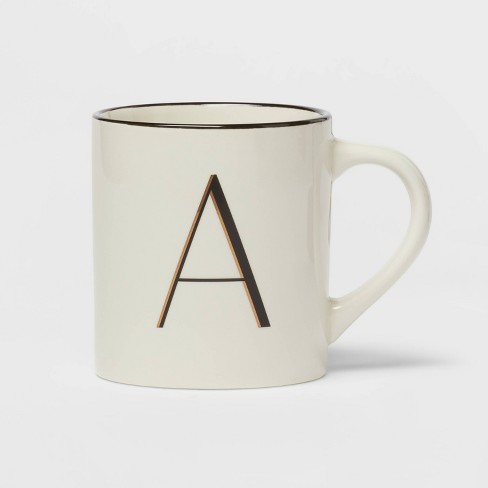 16oz Stoneware Monogram A Mug Ivory - Threshold™