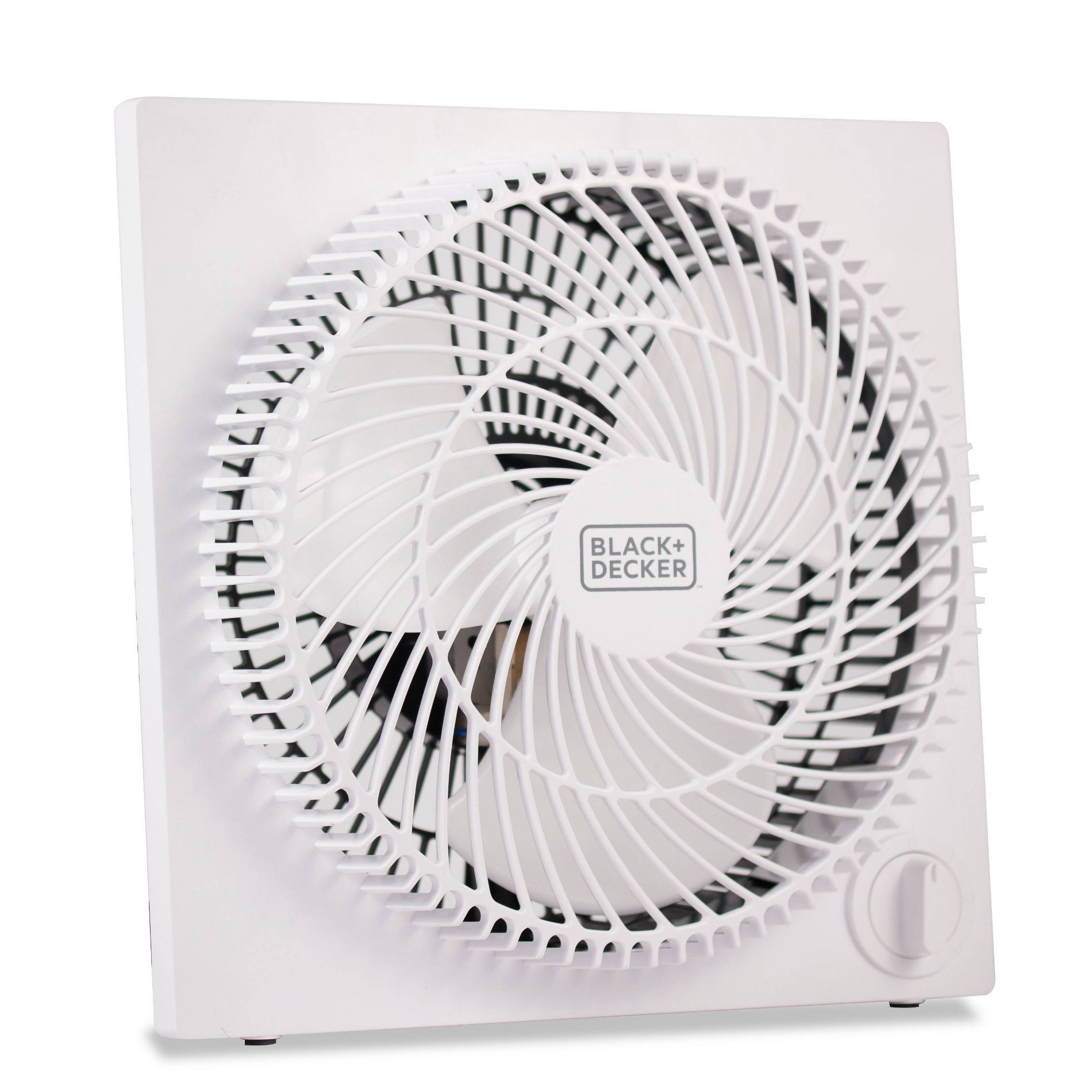 BLACK+DECKER 9" Frameless Box Fan: Portable Electric Fan, 3 Speeds, Small Room, White, ETL Listed
