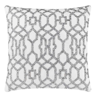 20"x20" Oversize Lattice Square Throw Pillow White - Sparkles Home