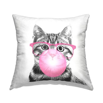 Stupell Industries Tabby Cat Bubble Gum Pink Glasses Pet