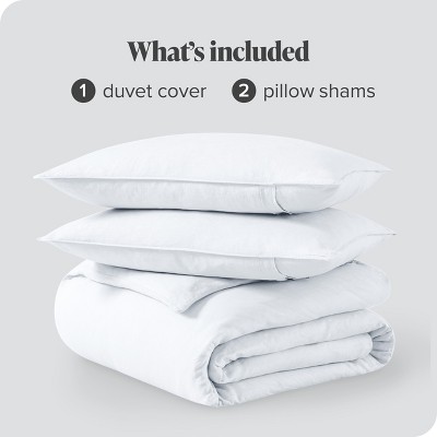 Luxurious White Linen Queen Duvet Cover Set with Shams