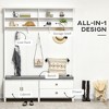 PAGED Wooden Hall Tree with Shoe Storage Modern Coat Rack with 6 Hooks, Storage Cabinet for Entrance, Living Room - 2 of 4