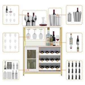 GustoWave Small Bar Cabinet, Modern Liquor Cabinet with Adjustable Wine Rack & Storage Shelves for Home - 1 of 4
