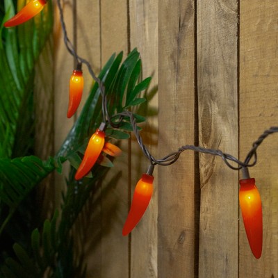 Outdoor Red Chili Pepper Incandescent String Lights, 24.5 ft Brown Wire