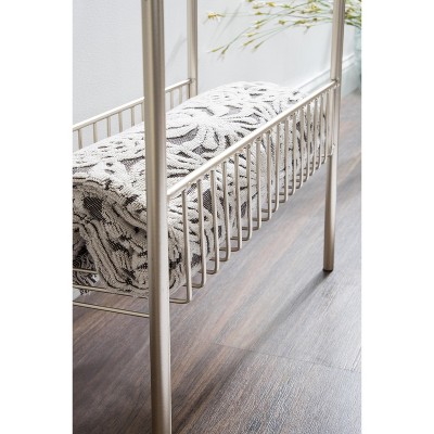 Trubey Gold Metal and Glass Side Table with Storage Rack