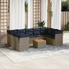 vidaXL Patio Sofa Set with Cushions 10 Piece, Outdoor Conversation Set, Patio Furniture Set for Balcony Garden, Modern Style, Gray Poly Rattan - 2 of 4