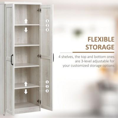 Antique White 63" 5-Tier Kitchen Pantry Storage Cabinet