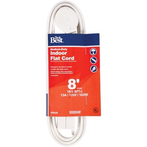 Do it Best  8 Ft. 16/3 Flat Plug White Extension Cord IPF-PT2163-8-WH - 1 of 2