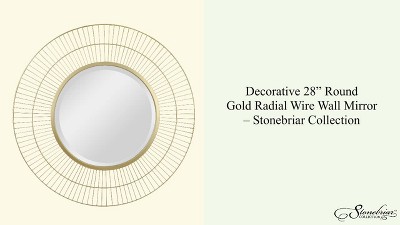 Gold Round Radial Wire Frame Wall Mirror