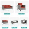 Sonkuki 7-Piece Patio Conversation Set Outdoor Wicker Rattan Furniture Set with Coffee and Side Table, Ottoman and Cushion - 2 of 4