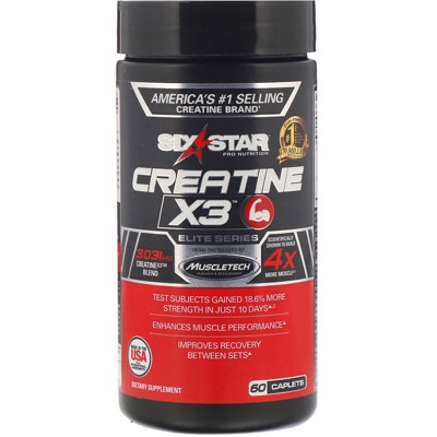 Six Star Elite Series, Creatine X3, 60 Caplets, Sports Nutrition Supplements