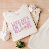 Simply Sage Market S.W.Smiley Live Life in Full Bloom Smiley Lightweight Garment Dyed Sweatshirt - 3 of 4