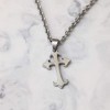 Dicksons Silver-Tone Large Budded Cross Stainless Steel 24-Inch Pendant Necklace - 2 of 3