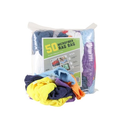 Microfiber Rag Bag of 50 - Assorted Colors - 12x12 (1Bag)