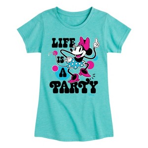 Girls' - Disney - Minnie Mouse Life Is A Party Fitted Short Sleeve Graphic T-Shirt - 1 of 4