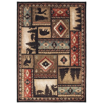 Oriental Weavers Woodlands 1041C Black/ Multi Indoor Area Rug - 5'3" x 7'3"