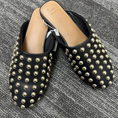 Women s Channing Studded Slip On Mule Flats With Memory Foam Insole A New Day Jet Black 10 Target