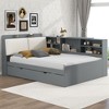 NicBex Full Platform Bed 81" L Modern Wooden Bed Frame with Storage Headboard, Shelves, Trundle for Bedroom, Guest Room, No Box Spring Required - 2 of 4