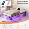 Angel Sar Black Twin Size Metal Platform Bed Frame with USB/Type-C Ports & RGB LED Lights, Heavy-Duty 900lb Capacity No Box Spring Needed - 4 of 4