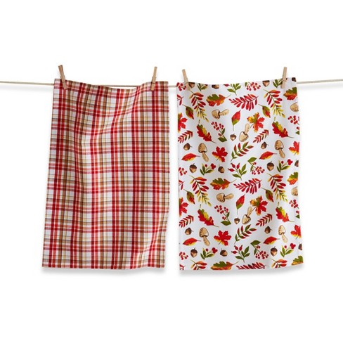 Apple and Gingham Tea Towel Set, Cotton Dish Towels