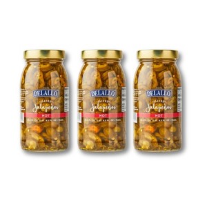 DeLallo Sliced Jalapeno Peppers, 25.5 Ounce Jar 3 Pack, Spicy Hot Jalapenos for Dips and Nachos, 100% Cured, Gluten Free, Vegan, Grown in USA - 1 of 4