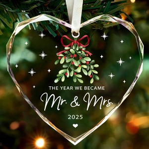 Wedding Gifts, Mr & Mrs Ornament 2025, Hanging Ornament, Glass, Traditional, Just Married Gift for Newlywed Couple - 1 of 4