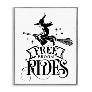 Stupell Industries Free Broom Rides Typography Magical Witch Flying Framed Giclee Art - 1 of 4
