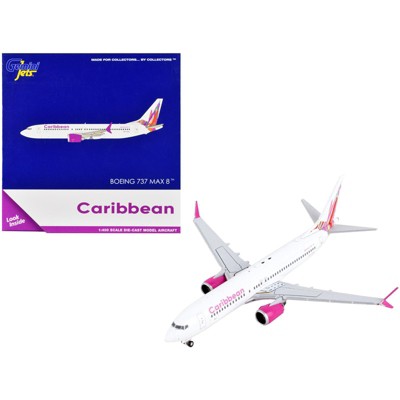 Boeing 737 MAX 8 Commercial Aircraft "Caribbean Airlines" White with Tail Graphics 1/400 Diecast Model Airplane by GeminiJets