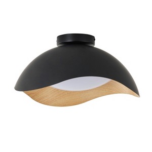Dewdrop Nordic Minimalist Lighting Ceiling Light Curved Shade Modern LED Fixture Black Wood Grain ETL For Bedroom - 1 of 4